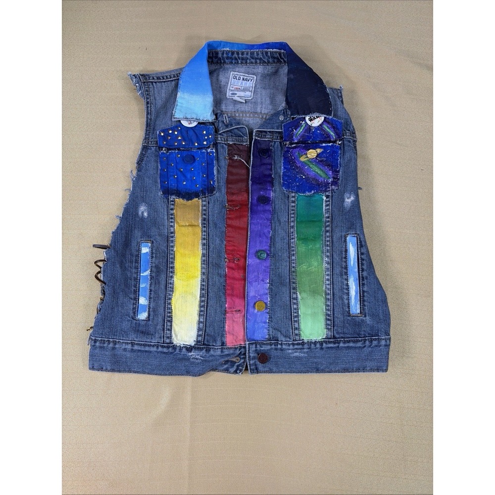 Custom Punk Rock Denim Vest With Patches